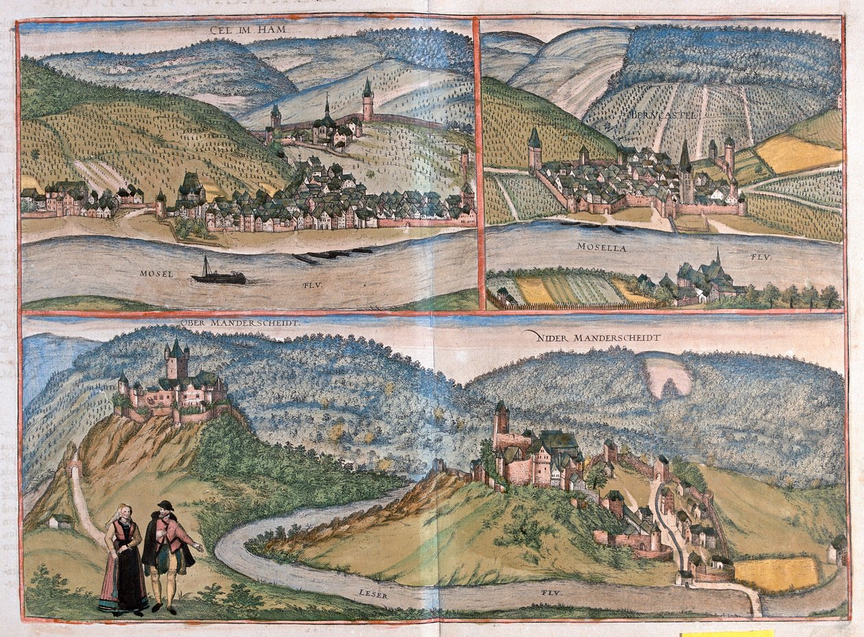 Zell an der Mosel, Bernkastel-Kues, Manderscheid, Németország (metszet alkotó: Franz Hogenberg