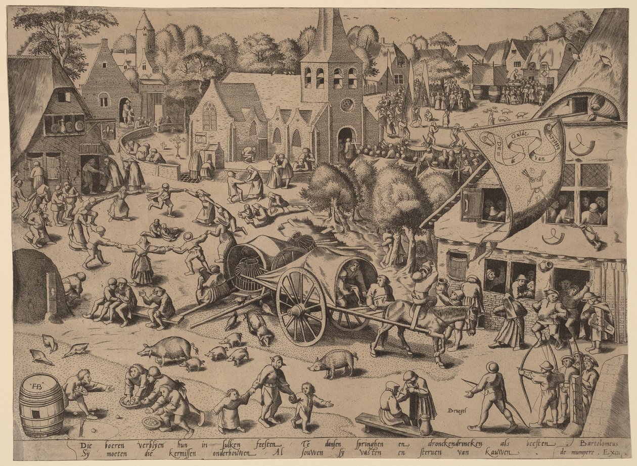 Falusi vásár Hobokenben alkotó: Franz Hogenberg after Pieter Bruegel the Elder