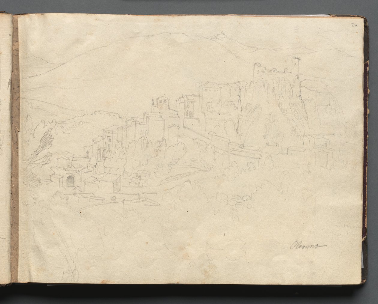 Album Róma és környéke kilátásaival, Tájtanulmányok, 02a oldal: Olevano. alkotó: Franz Johann Heinrich Nadorp
