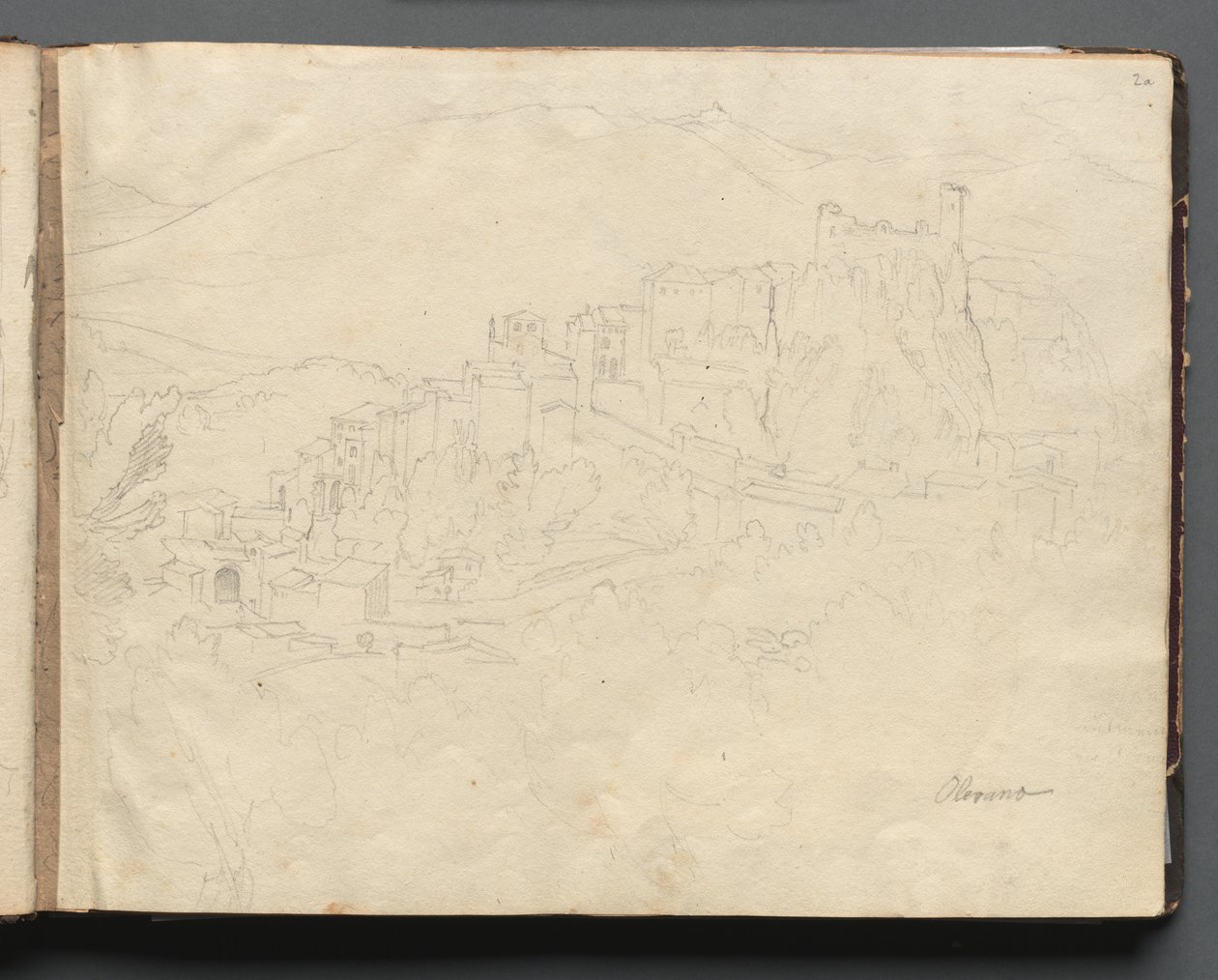 Album Róma és környéke látképeivel, tájképek, 02a. oldal: "Olevano" alkotó: Franz Johann Heinrich Nadorp