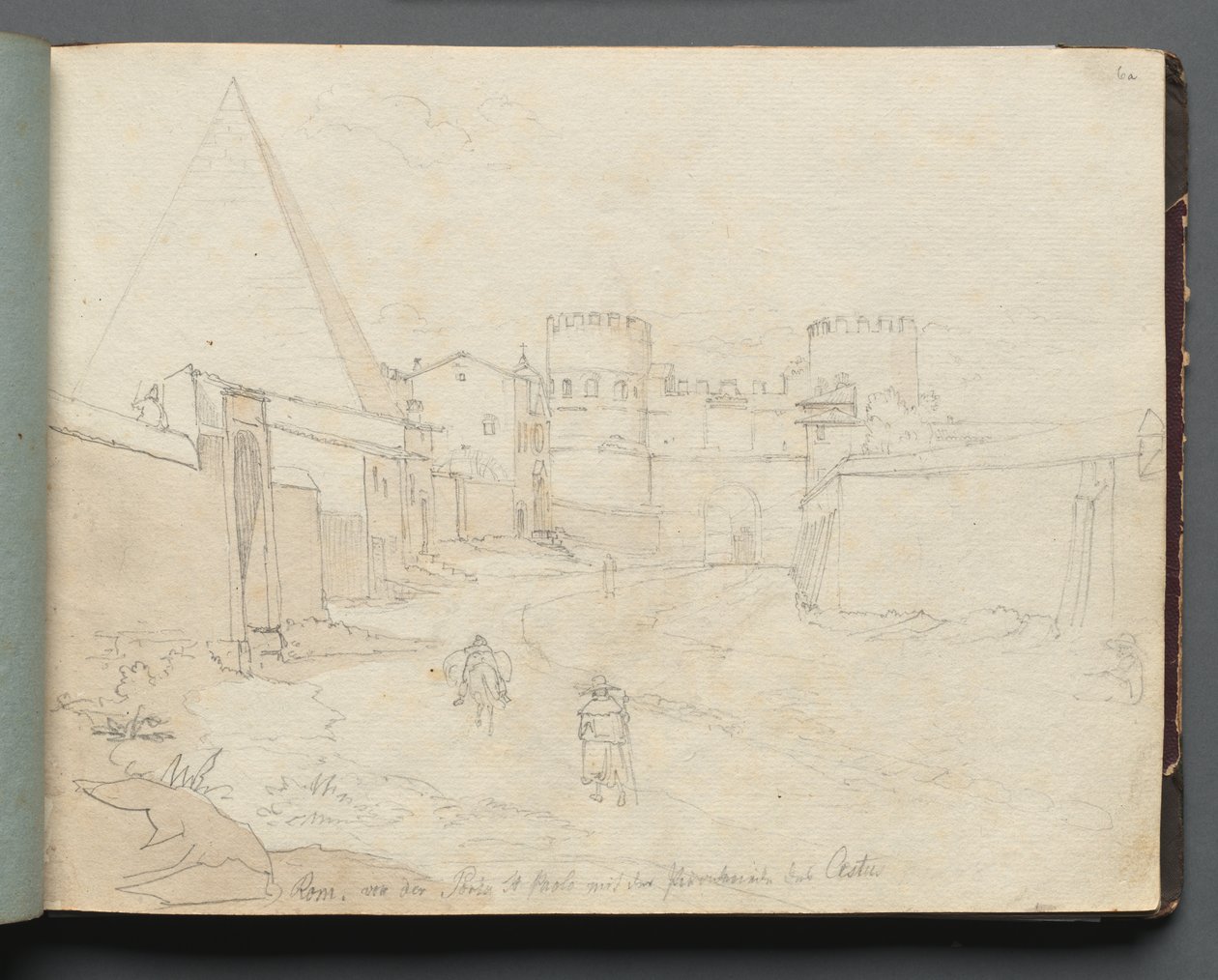Album Róma és környéke kilátással, Tájtanulmányok, 06a oldal: "Rome von der Porta St. Paolo" alkotó: Franz Johann Heinrich Nadorp