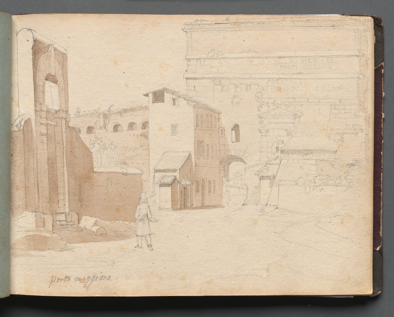 Album Róma és környéke kilátással, Tájtanulmányok, 11a. oldal: Porta Maggiore. alkotó: Franz Johann Heinrich Nadorp