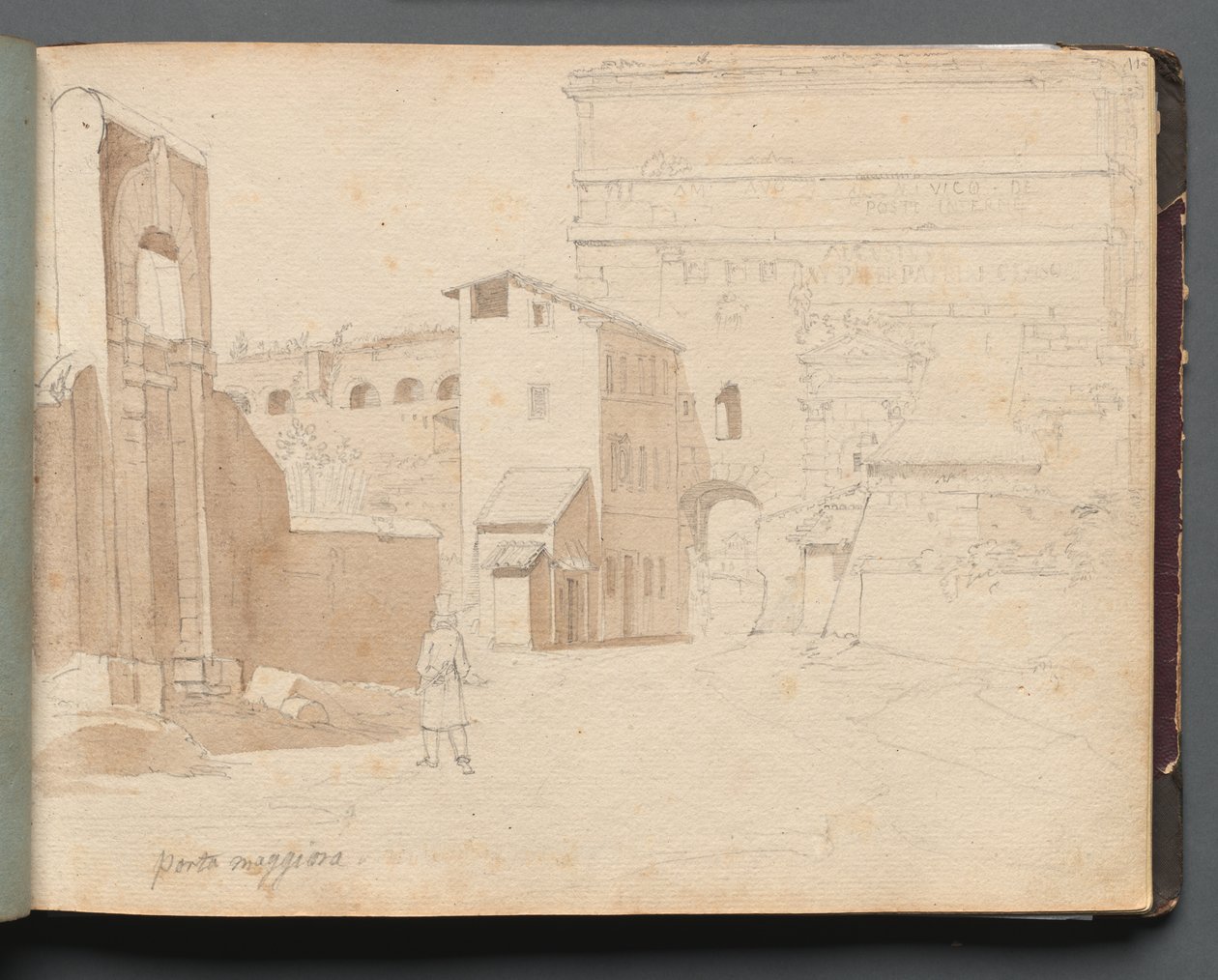 Album Róma és környéke kilátással, Tájtanulmányok, 11a. oldal: "Porta Maggiore" alkotó: Franz Johann Heinrich Nadorp