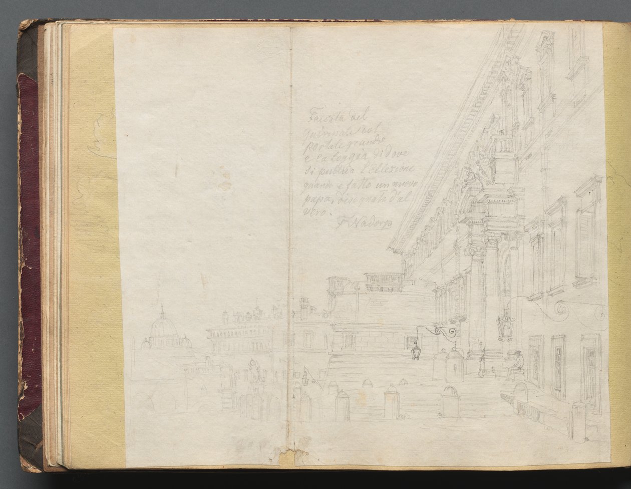 Album Róma és környéke panorámával, Tájtanulmányok, 15b. oldal: Római építészeti nézet alkotó: Franz Johann Heinrich Nadorp