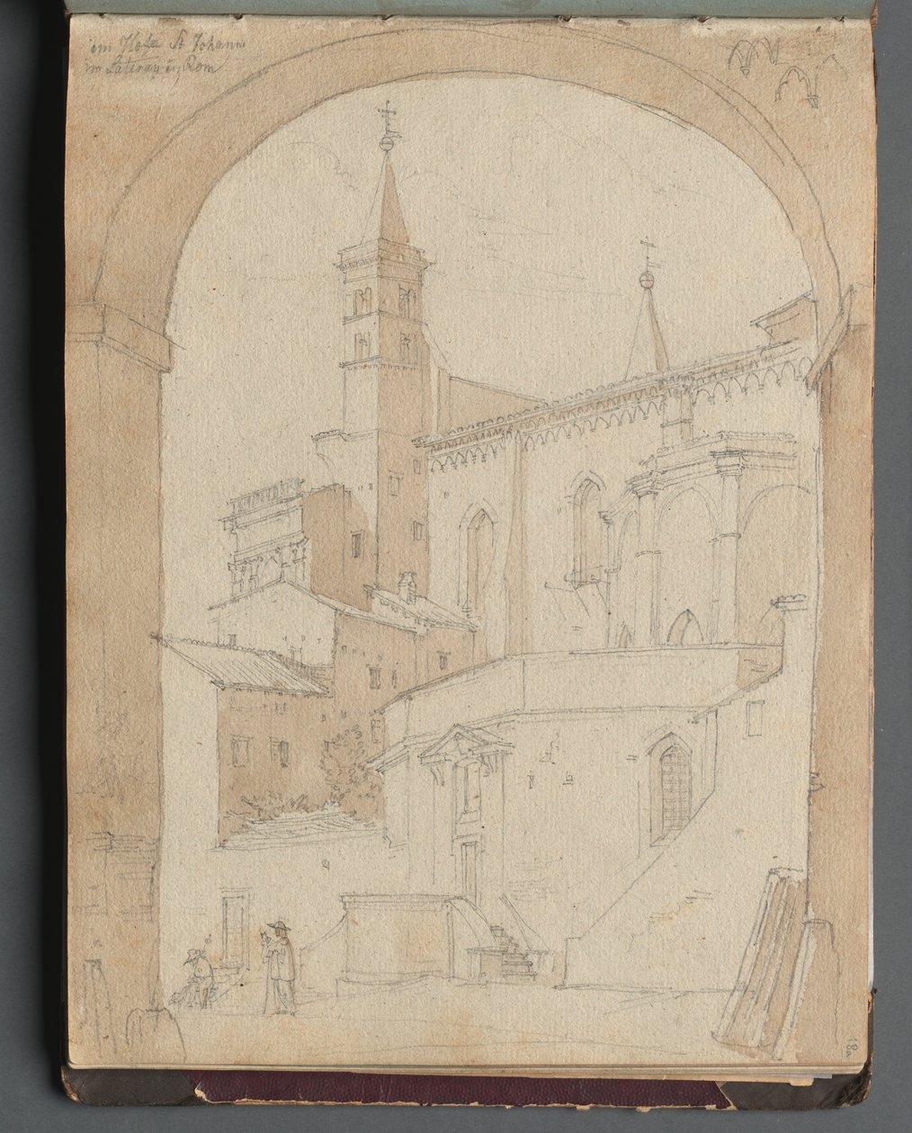 Album Róma és környéke kilátással, Tájtanulmányok, 18a. oldal: Lateráni Szent János, Róma. alkotó: Franz Johann Heinrich Nadorp