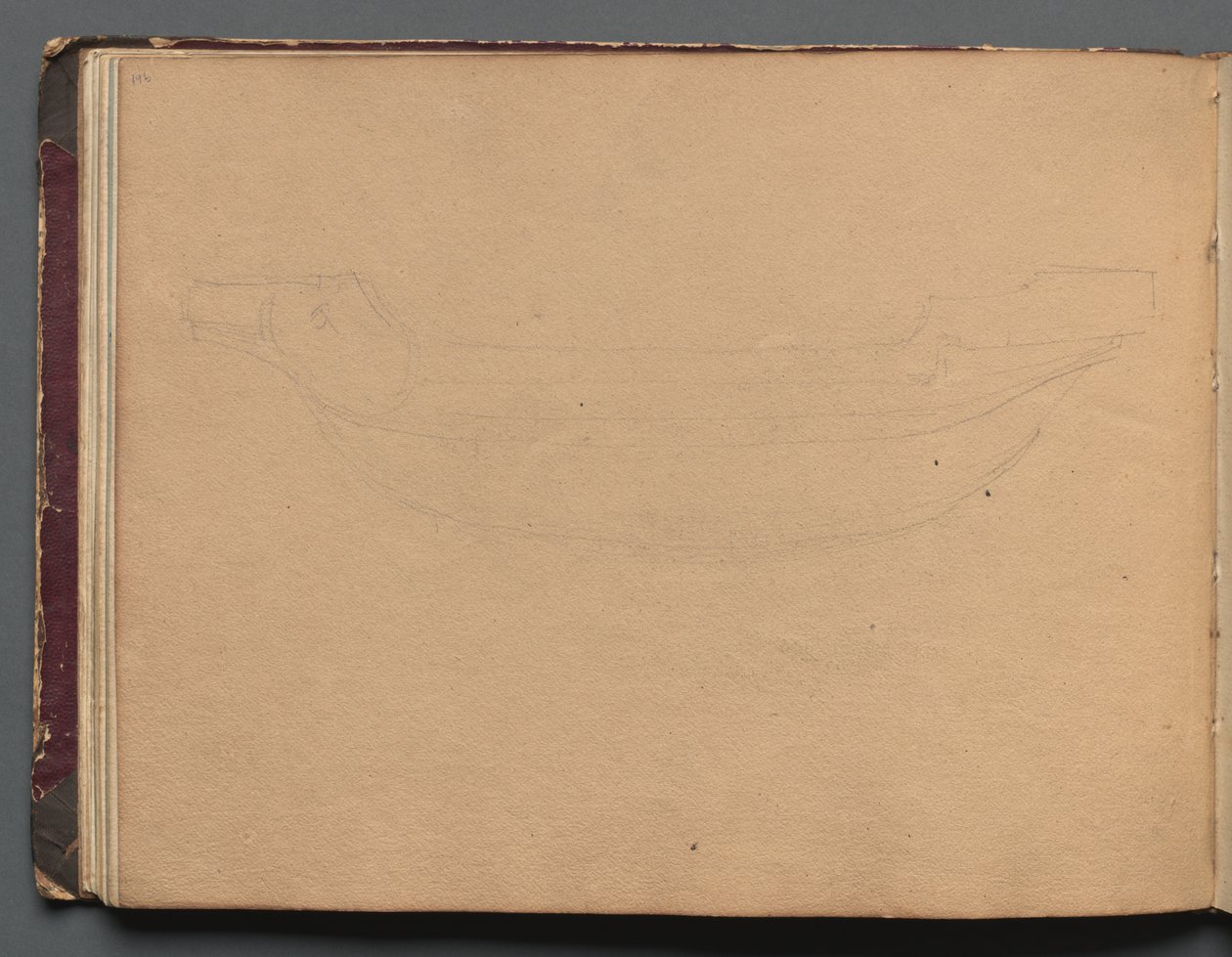 Album Róma és környéke kilátással, Tájtanulmányok, 19b. oldal: Hajóvázlat alkotó: Franz Johann Heinrich Nadorp