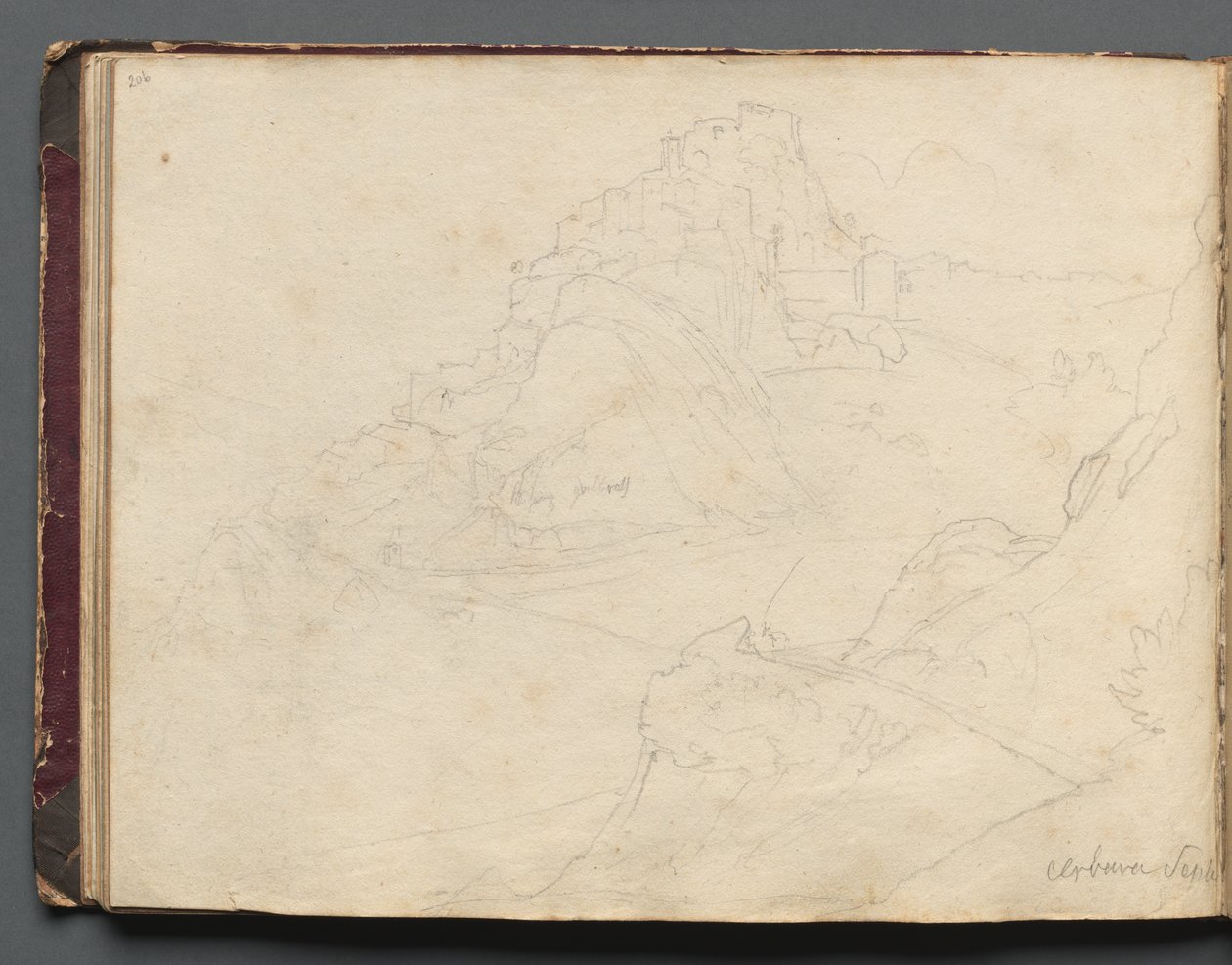 Album Róma és környéke kilátással, Tájtanulmányok, 20b. oldal: "Cervera" alkotó: Franz Johann Heinrich Nadorp
