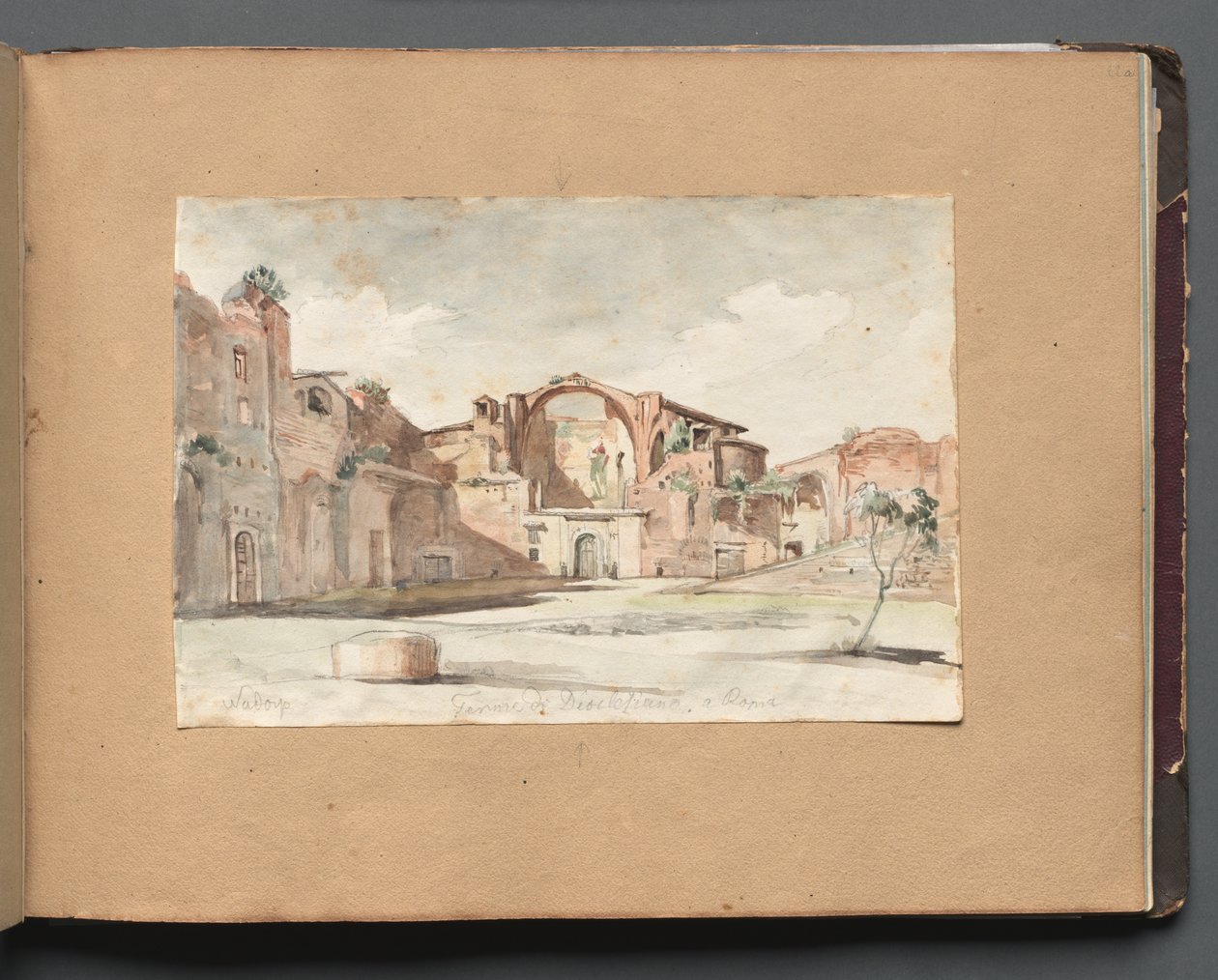 Album Róma és környéke kilátással, Tájtanulmányok, 22a oldal: "Terme di Diocleziano, Róma" alkotó: Franz Johann Heinrich Nadorp