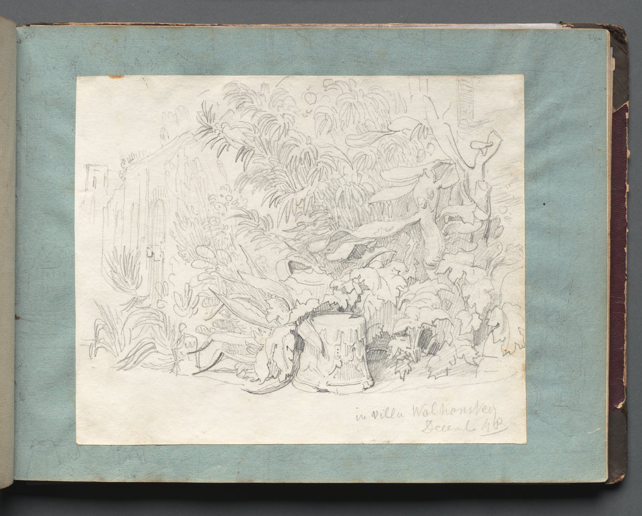 Album Róma és környéke kilátással, Tájtanulmányok, 24a. oldal: "A Villa Walkonskyban" alkotó: Franz Johann Heinrich Nadorp
