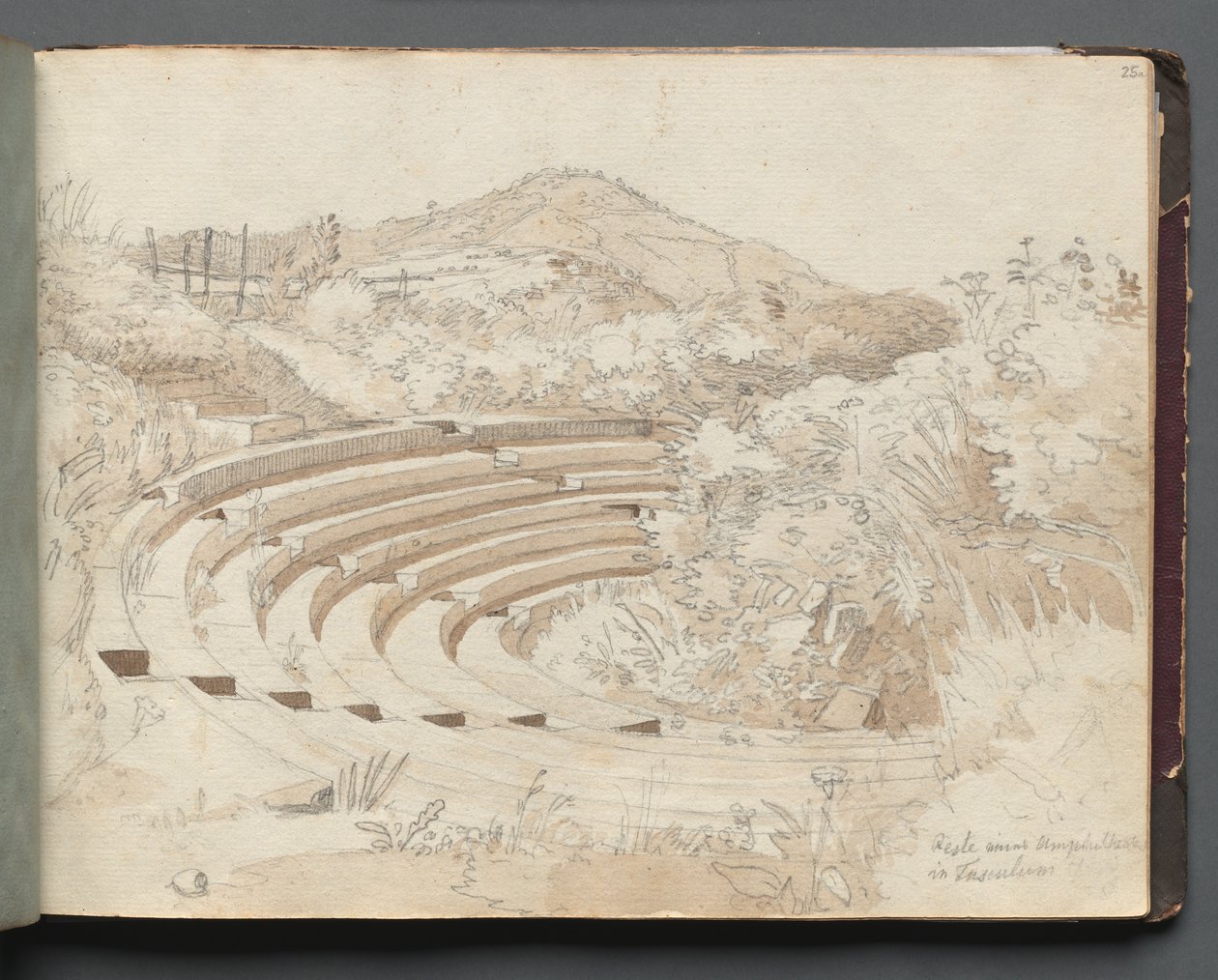Album Róma és környéke kilátással, Tájtanulmányok, 25a. oldal: Amfiteátrum, Tusculum. alkotó: Franz Johann Heinrich Nadorp