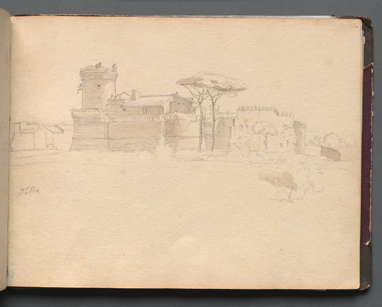 Album Róma és környéke kilátással, Tájtanulmányok, 28a. oldal: "Ostia" alkotó: Franz Johann Heinrich Nadorp
