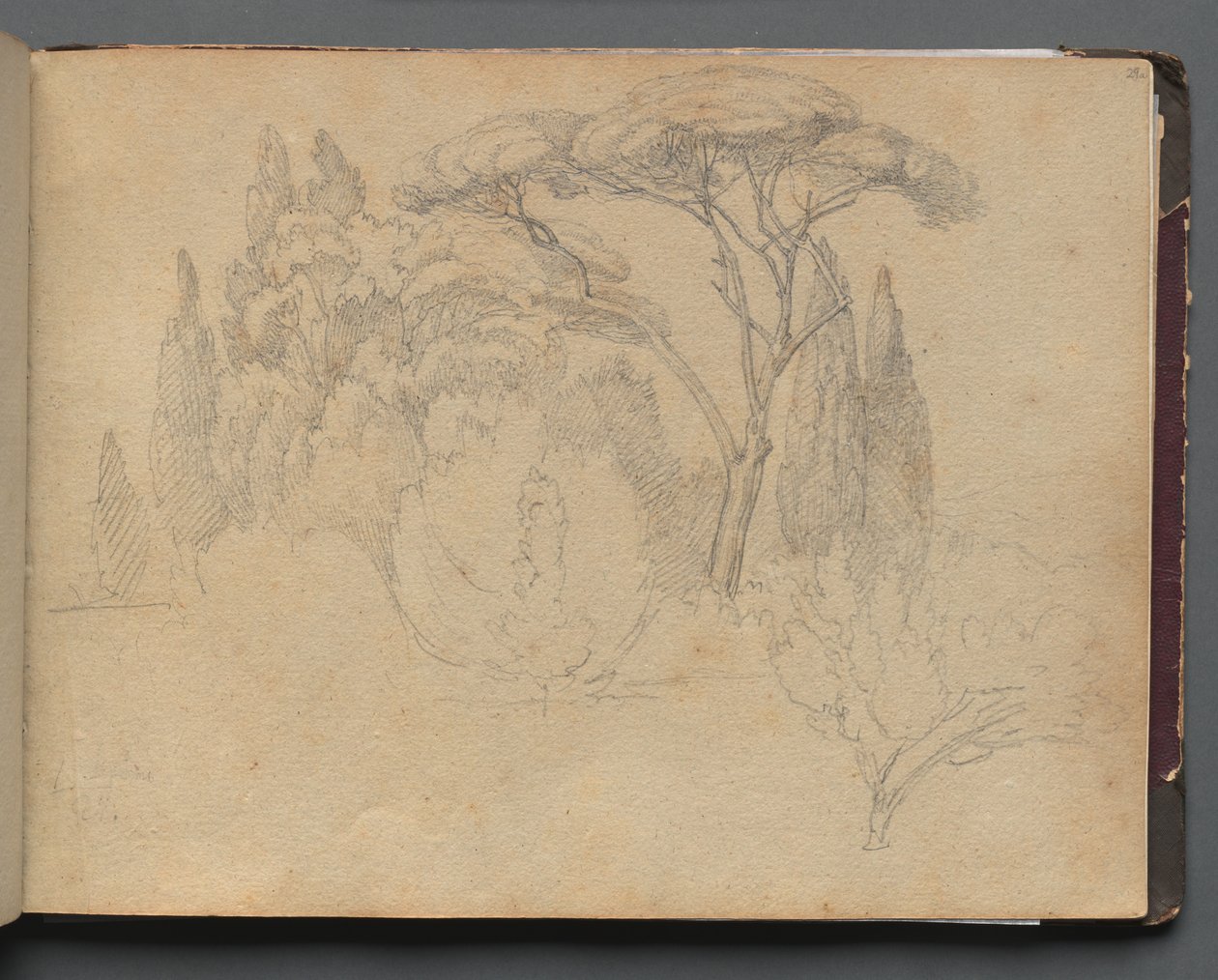 Album Róma és környéke kilátásaival, Tájtanulmányok, 29a. oldal: Tájtanulmány. alkotó: Franz Johann Heinrich Nadorp