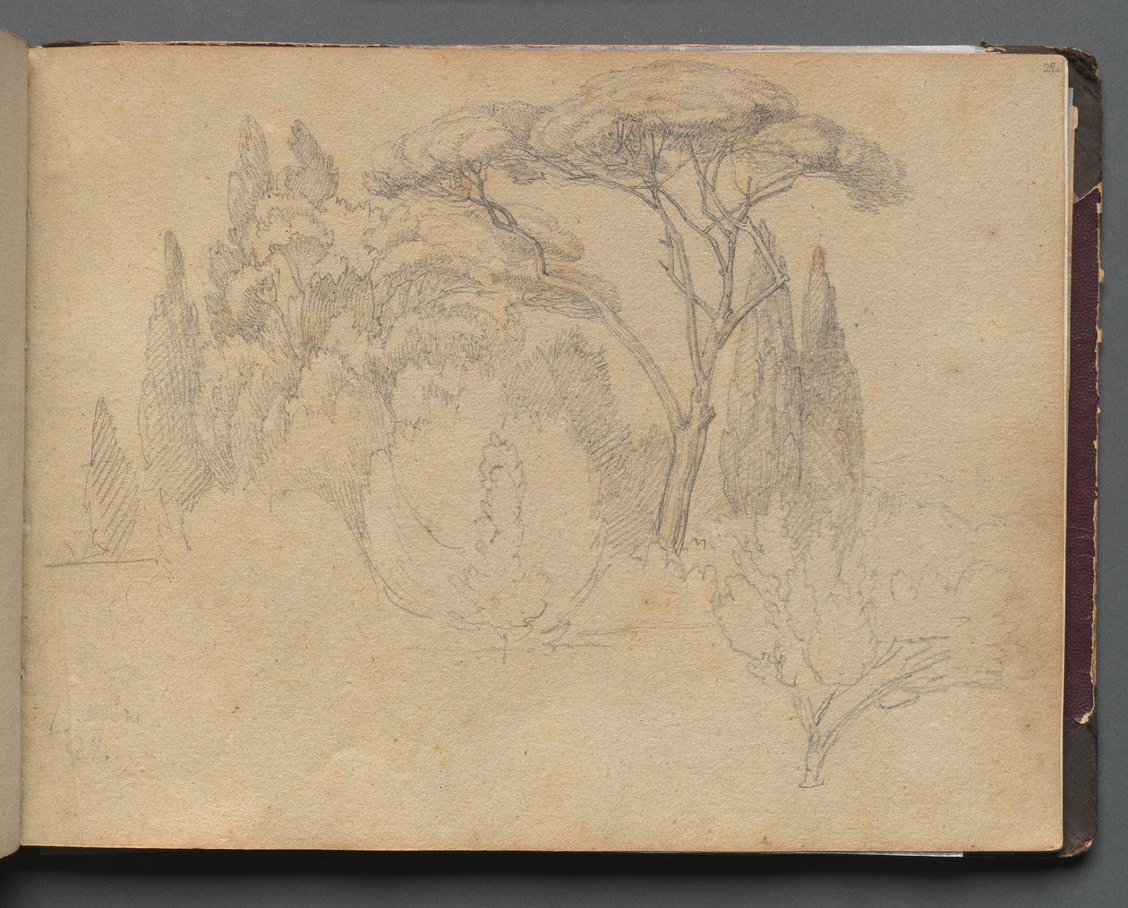 Album Róma és környéke kilátással, Tájtanulmányok, 29a. oldal: Tájtanulmány alkotó: Franz Johann Heinrich Nadorp