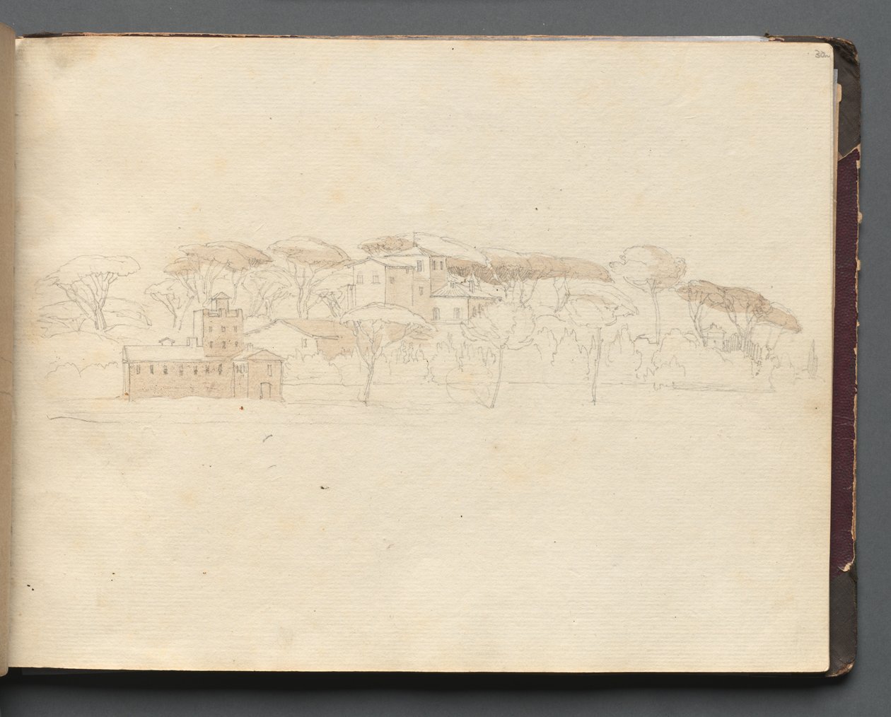 Album Róma és környéke panorámával, Tájtanulmányok, 30a. oldal: Római panoráma. alkotó: Franz Johann Heinrich Nadorp