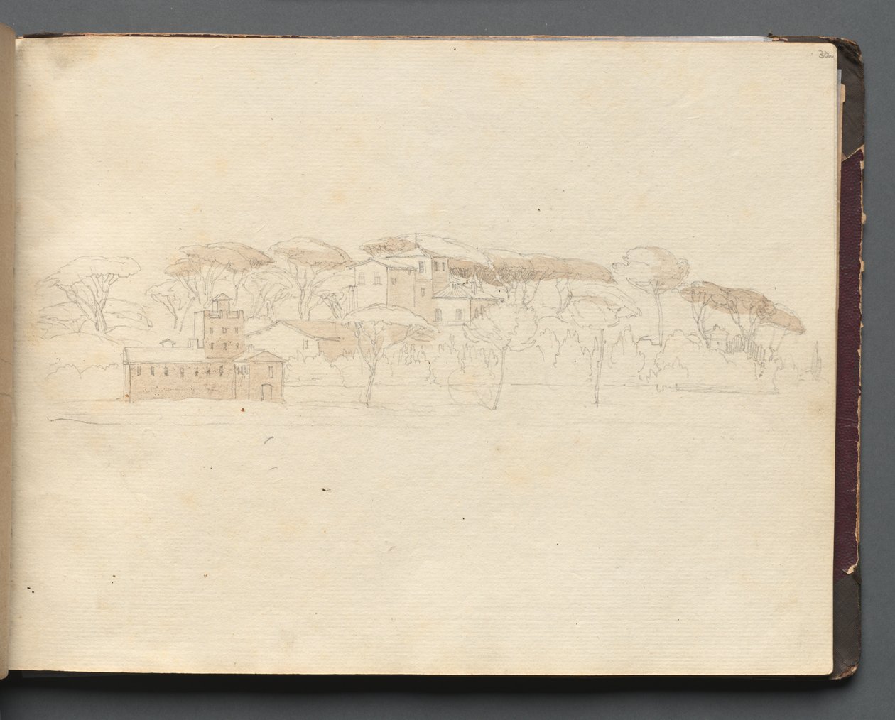 Album Róma és környéke kilátással, Tájtanulmányok, 30a. oldal: Római panoráma alkotó: Franz Johann Heinrich Nadorp