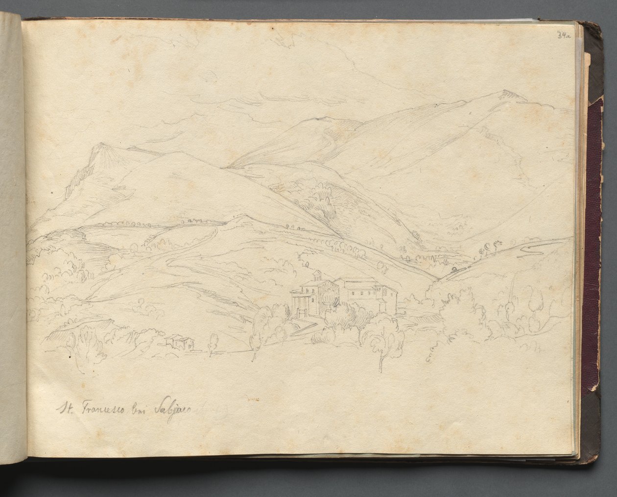 Album Róma és környéke kilátással, Tájtanulmányok, 34a. oldal: "St. Francesco" alkotó: Franz Johann Heinrich Nadorp