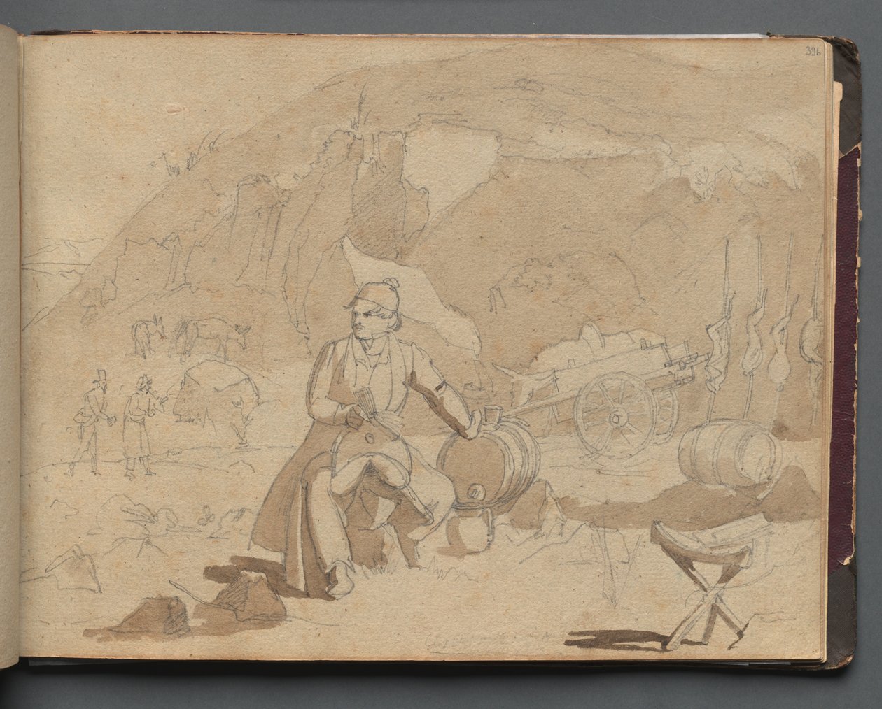 Album Róma és környéke kilátásaival, Tájtanulmányok, 39a. oldal: Tájkép. alkotó: Franz Johann Heinrich Nadorp