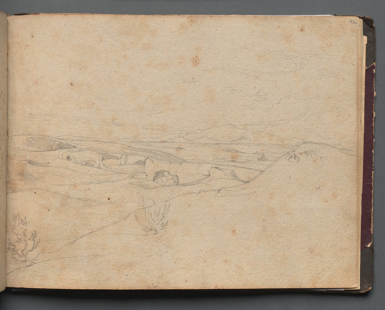 Album Róma és környéke kilátásaival, Tájtanulmányok, 40a. oldal: Római táj. alkotó: Franz Johann Heinrich Nadorp