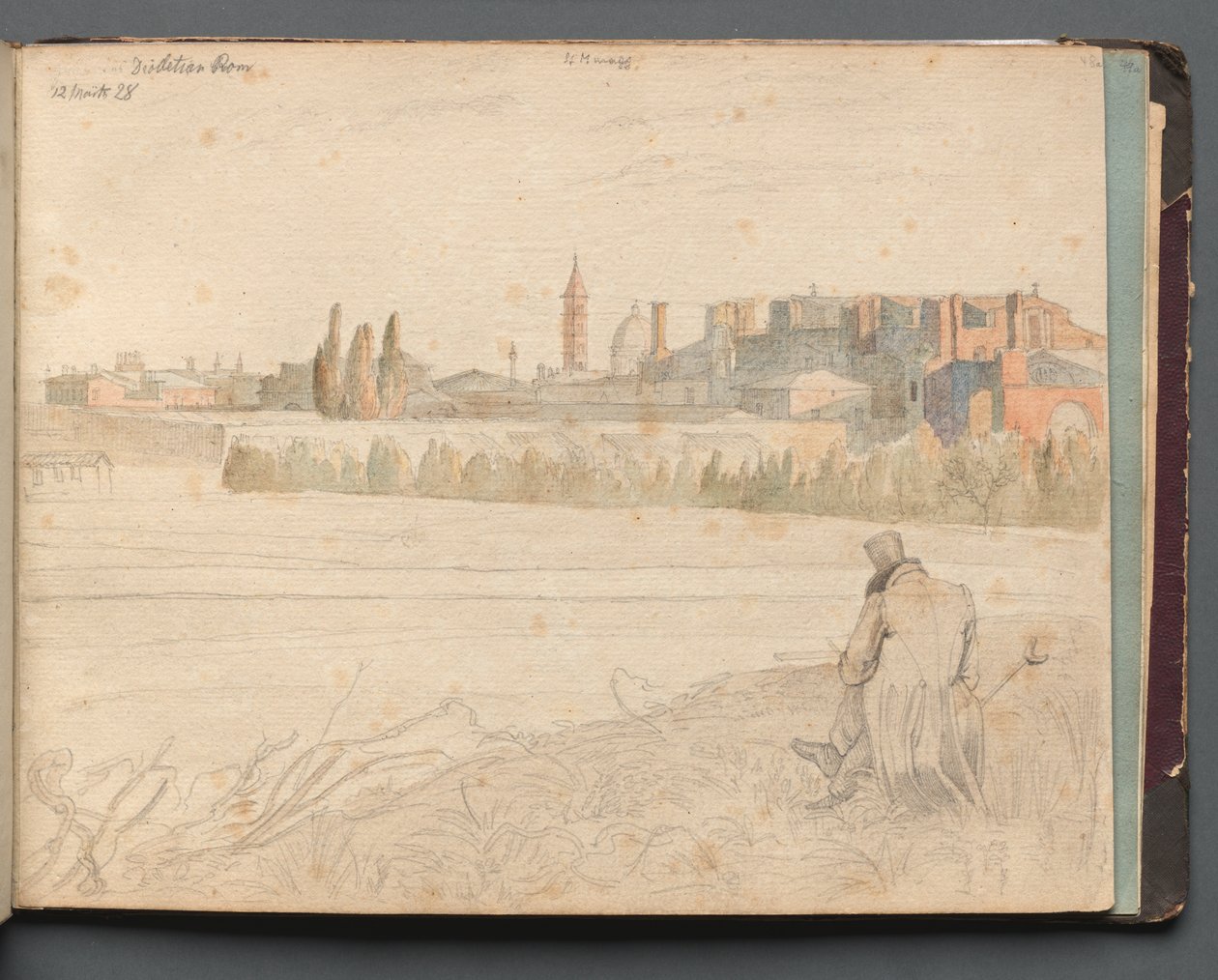 Album Róma és környéke kilátással, Tájtanulmányok, 48a. oldal: Római panoráma alkotó: Franz Johann Heinrich Nadorp