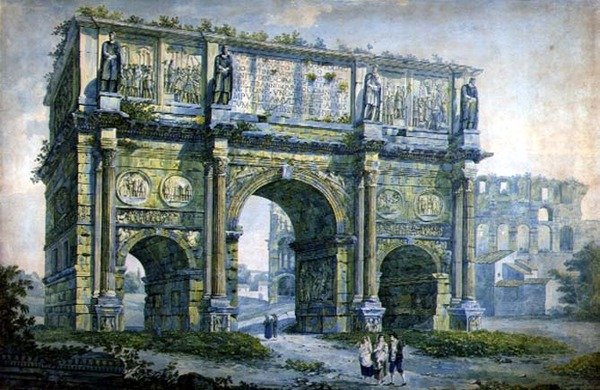 Konstantin diadalíve, Róma (akvarell papíron) alkotó: Franz Kaisermaan