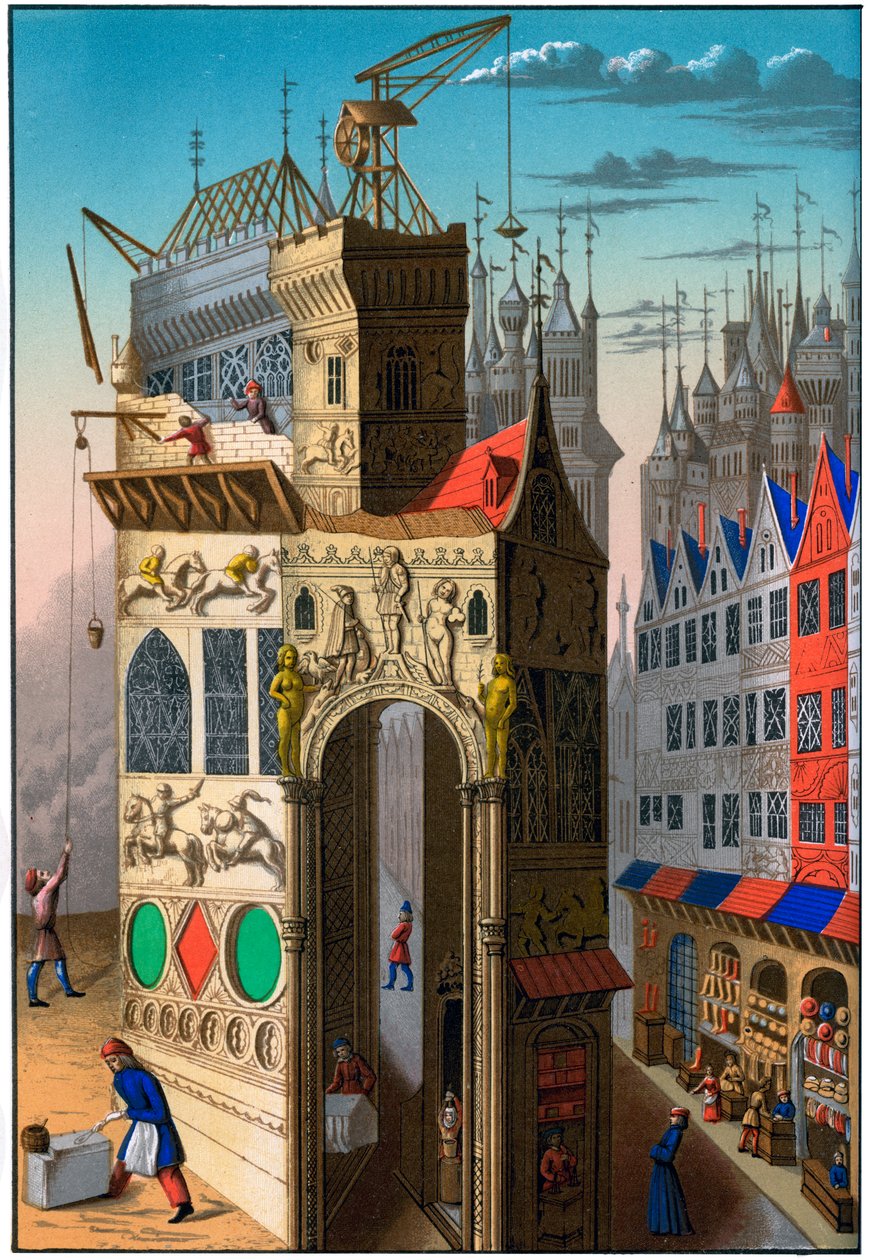 Épületépítés, Franciaország, 1849. XV. század. alkotó: Franz Kellerhoven