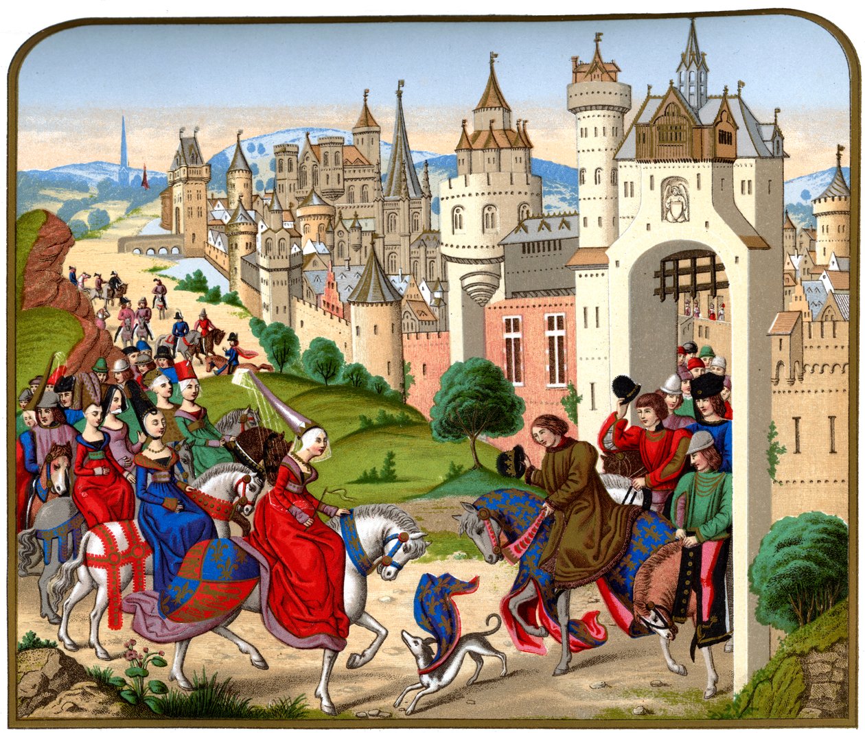 Isabeau bajor királynő bejárata Párizsba, 1500 körül, 1870. alkotó: Franz Kellerhoven