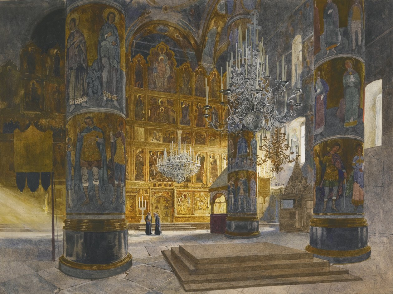 A Moszkvai Kremlben lévő Elmúlás-székesegyház belseje, 1898 alkotó: Franz Kopallik