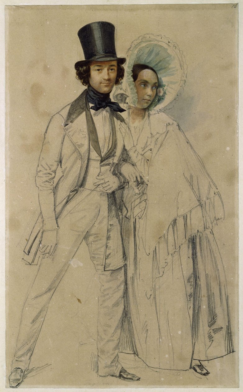 Paul és Amalie Taglioni házaspár (Tanulmány az „Az első gyalogos gárdaezred díszszemléje” című festményhez, 1839) alkotó: Franz Krüger