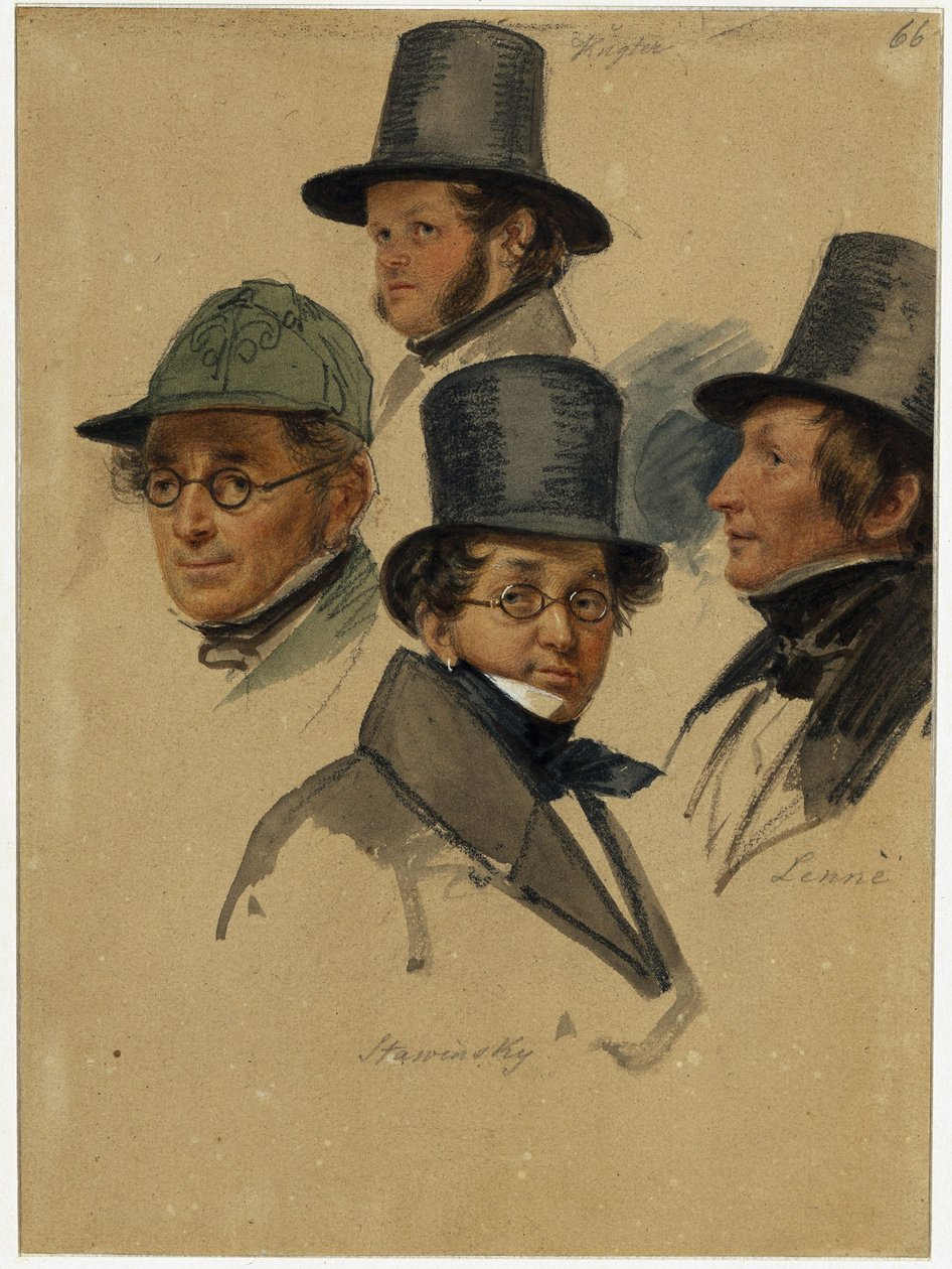 Franz Kugler, Karl Stawinsky, Peter Joseph Lenné, E. B. J. Raupach () alkotó: Franz Krüger