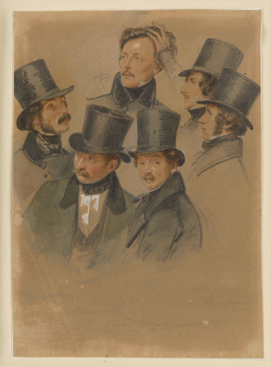 Gustav Boenisch, August Hopfgarten, Friedrich Jentzen, Eduard Meyerheim, Edmund Rabe, Johann Wilhelm Schirmer alkotó: Franz Krüger