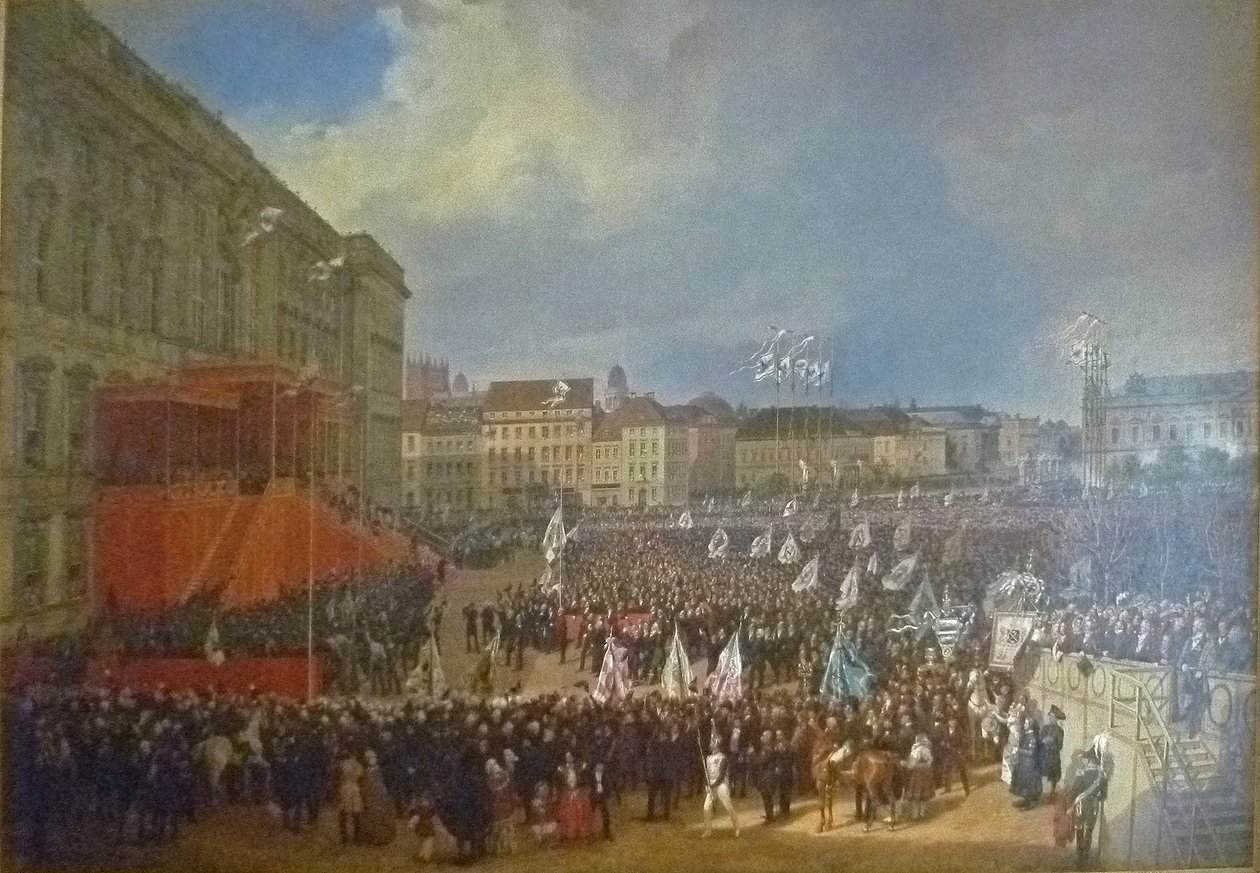 Tisztelgés IV. Friedrich Wilhelm előtt a berlini Városi Palota előtt alkotó: Franz Krüger
