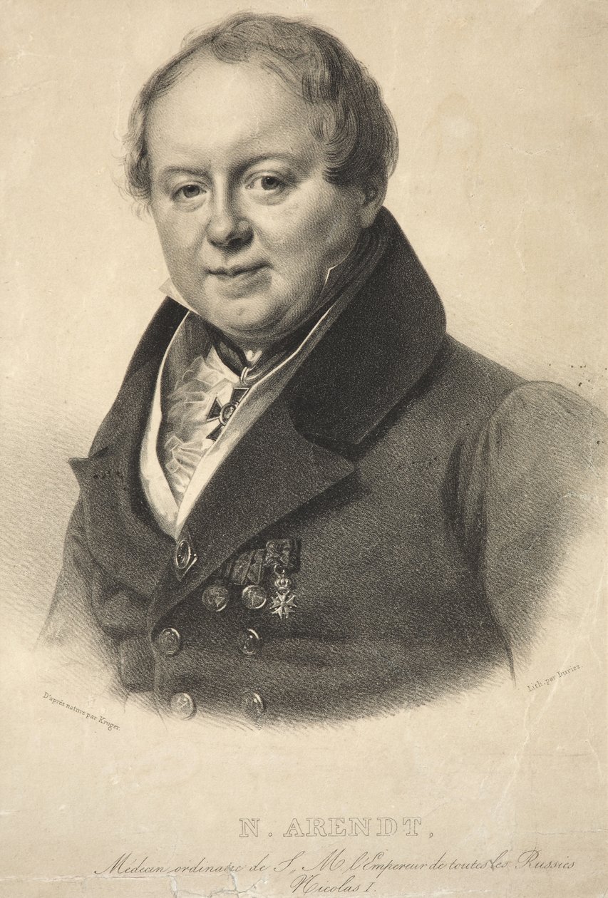 Nicholas Martin Arendt császári személyi orvos portréja 1785-1859, 1836 alkotó: Franz Krüger