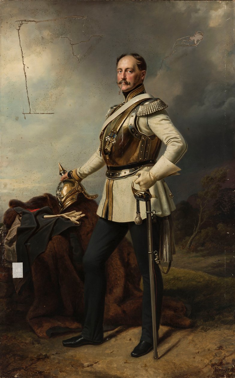I. Miklós Romanov (1796–1855) portréja porosz kiraszer-egyenruhában alkotó: Franz Krüger