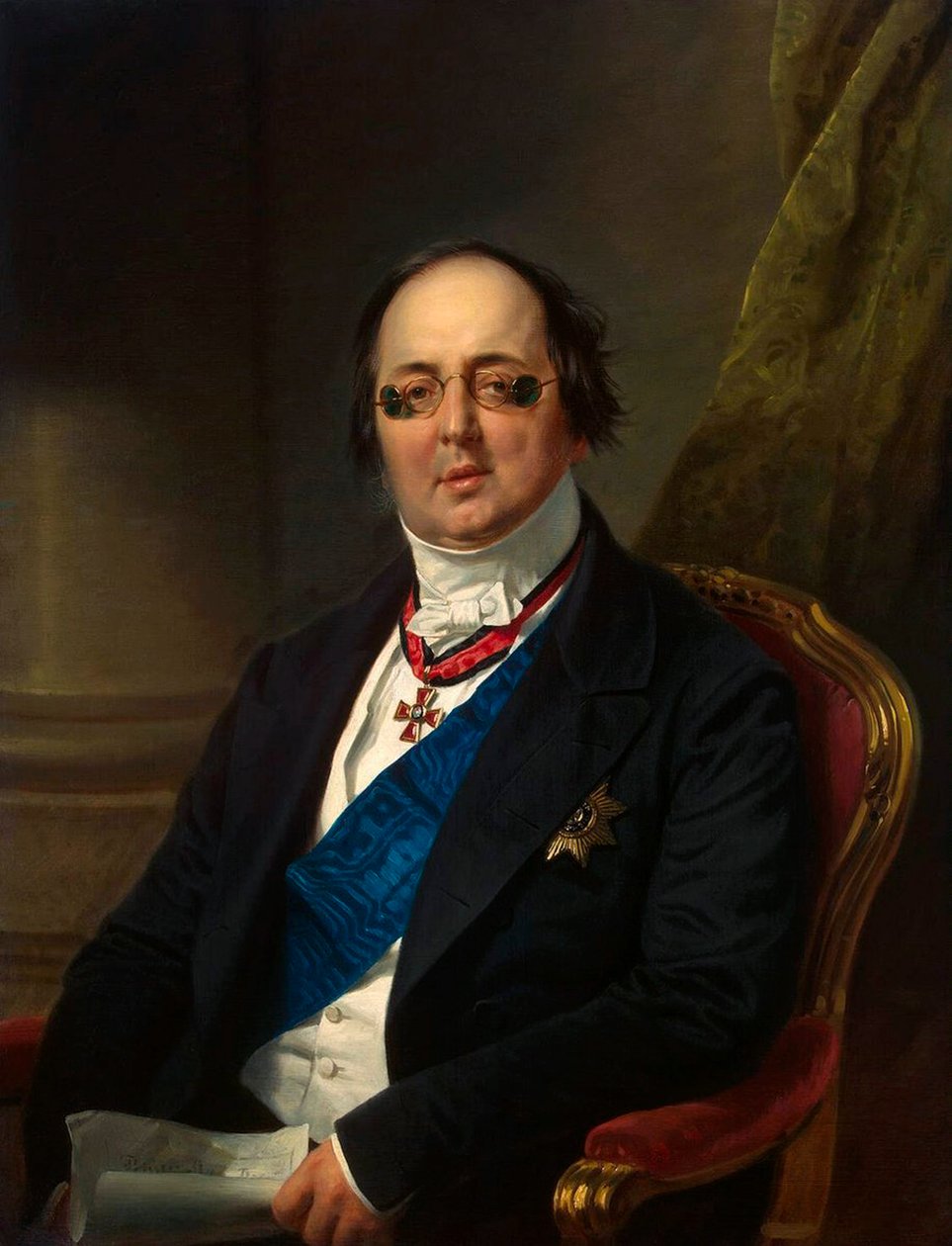 Alekszandr Kuselev-Bezborodko gróf portréja, 1851-1852. alkotó: Franz Kruguer