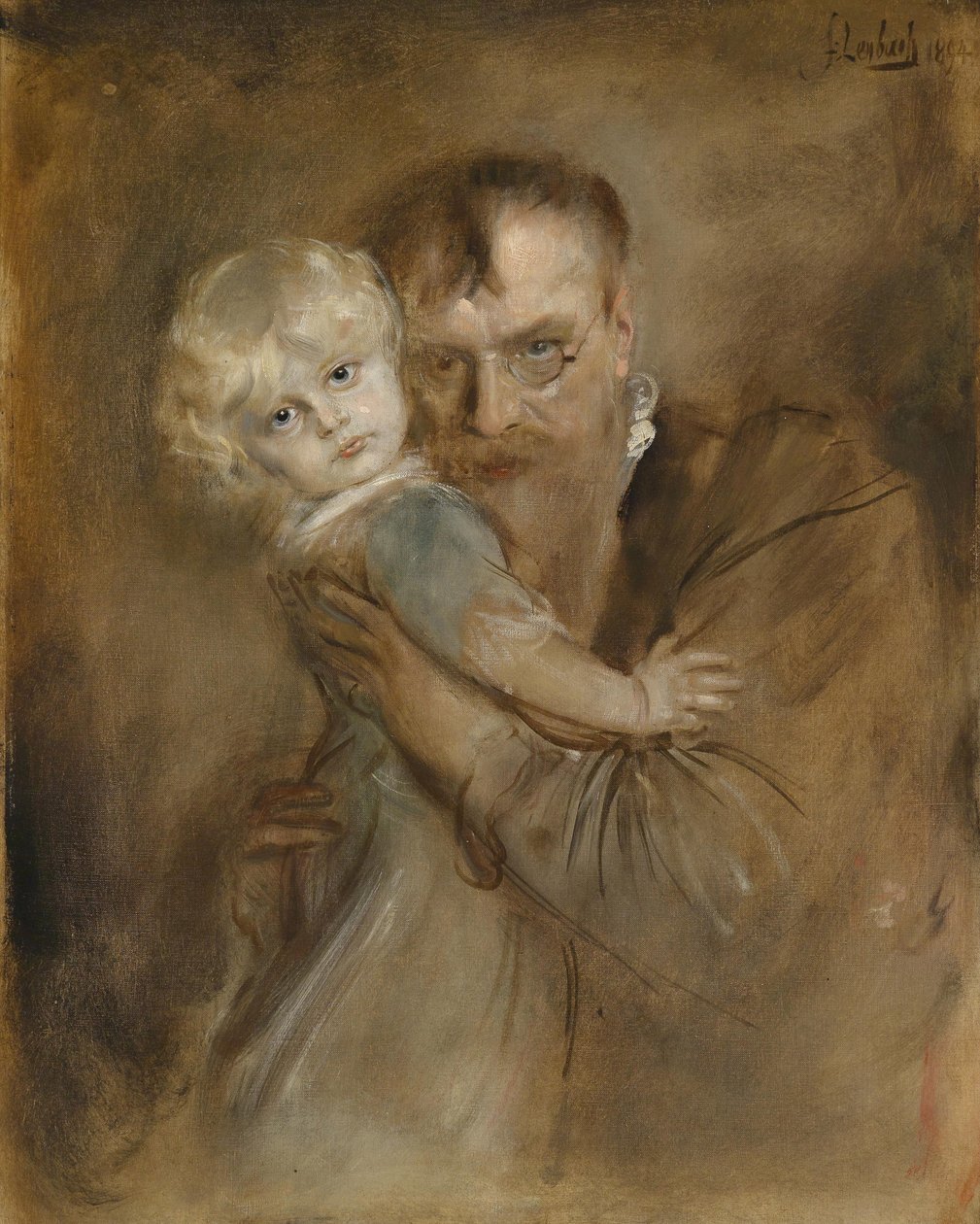 Önarckép Marion lányával alkotó: Franz von Lenbach