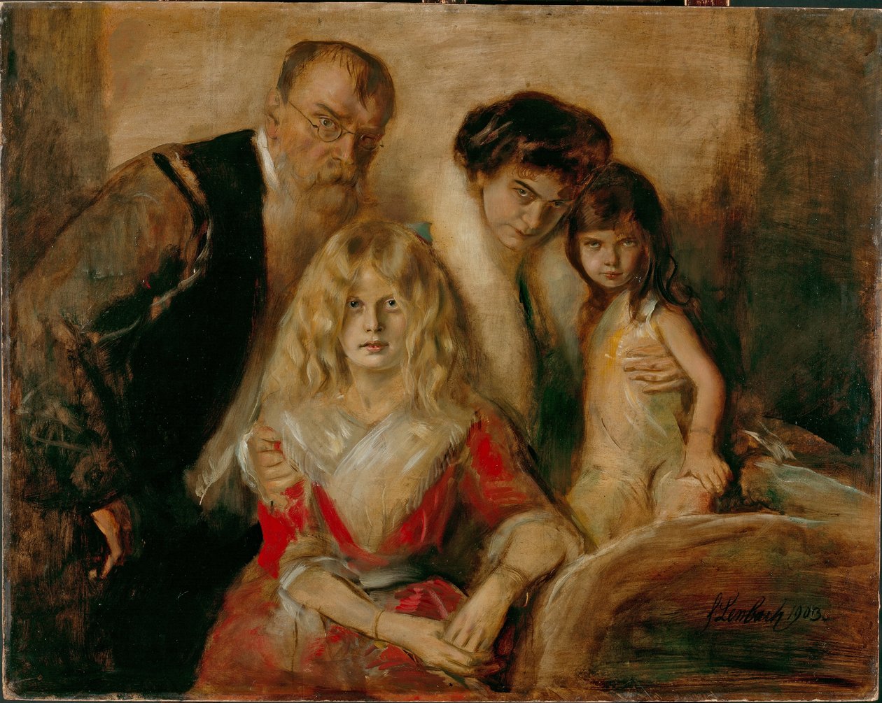 A művész feleségével és gyermekeivel alkotó: Franz von Lenbach
