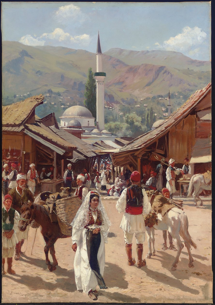 Kilátás Bascarsija, Szarajevó (olaj, vászon) alkotó: Franz Leo Ruben