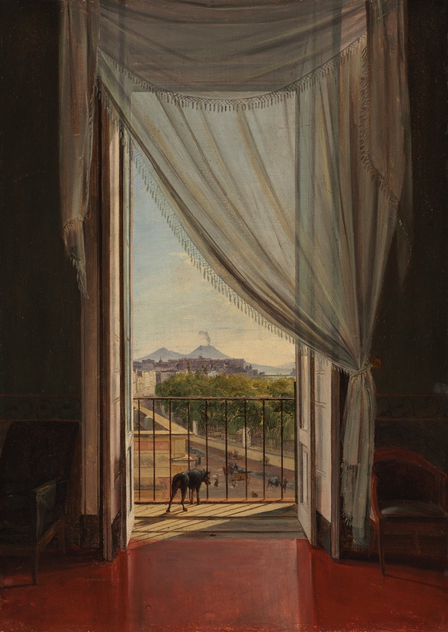 Nápoly kilátása az ablakon keresztül, 1824. alkotó: Franz Ludwig Catel