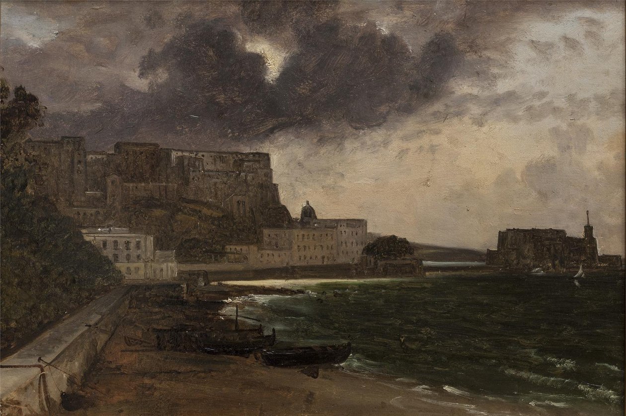 A nápolyi kikötőből. Gyülekező vihar alkotó: Franz Ludwig Catel