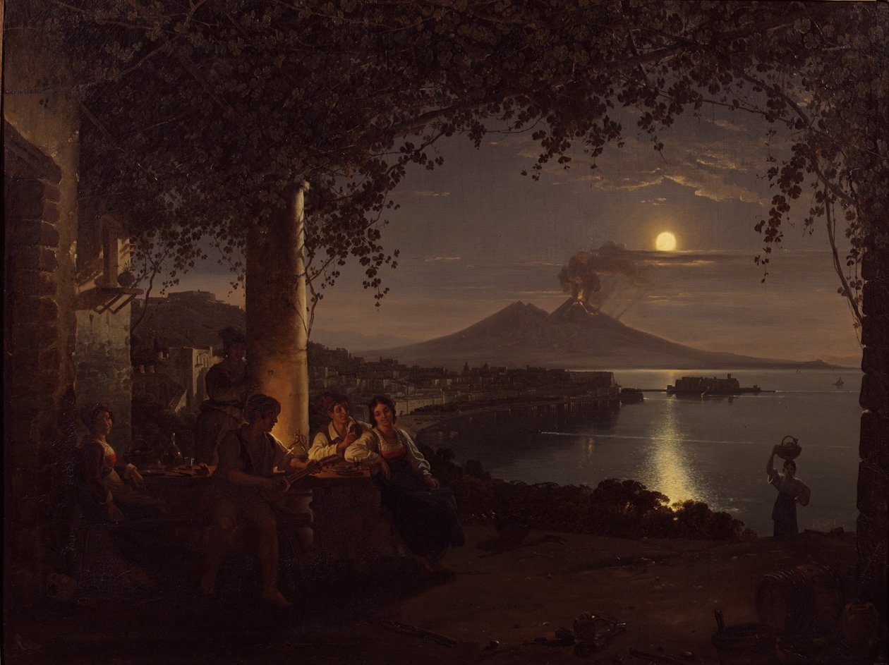 Holdfényes kilátás a Nápolyi-öbölre (olaj, vászon) alkotó: Franz Ludwig Catel