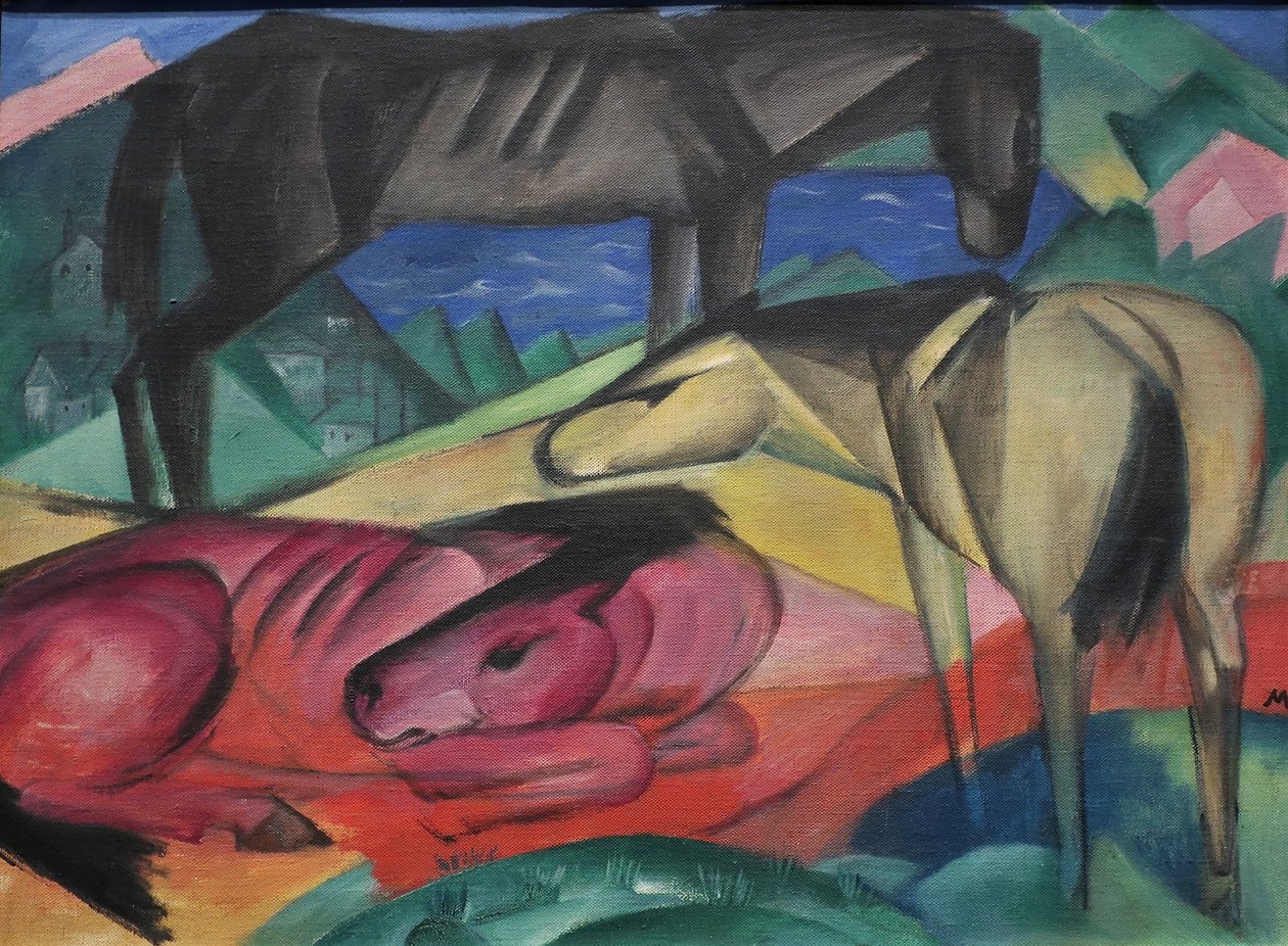 1913 Franz Marc Három ló II alkotó: Franz Marc