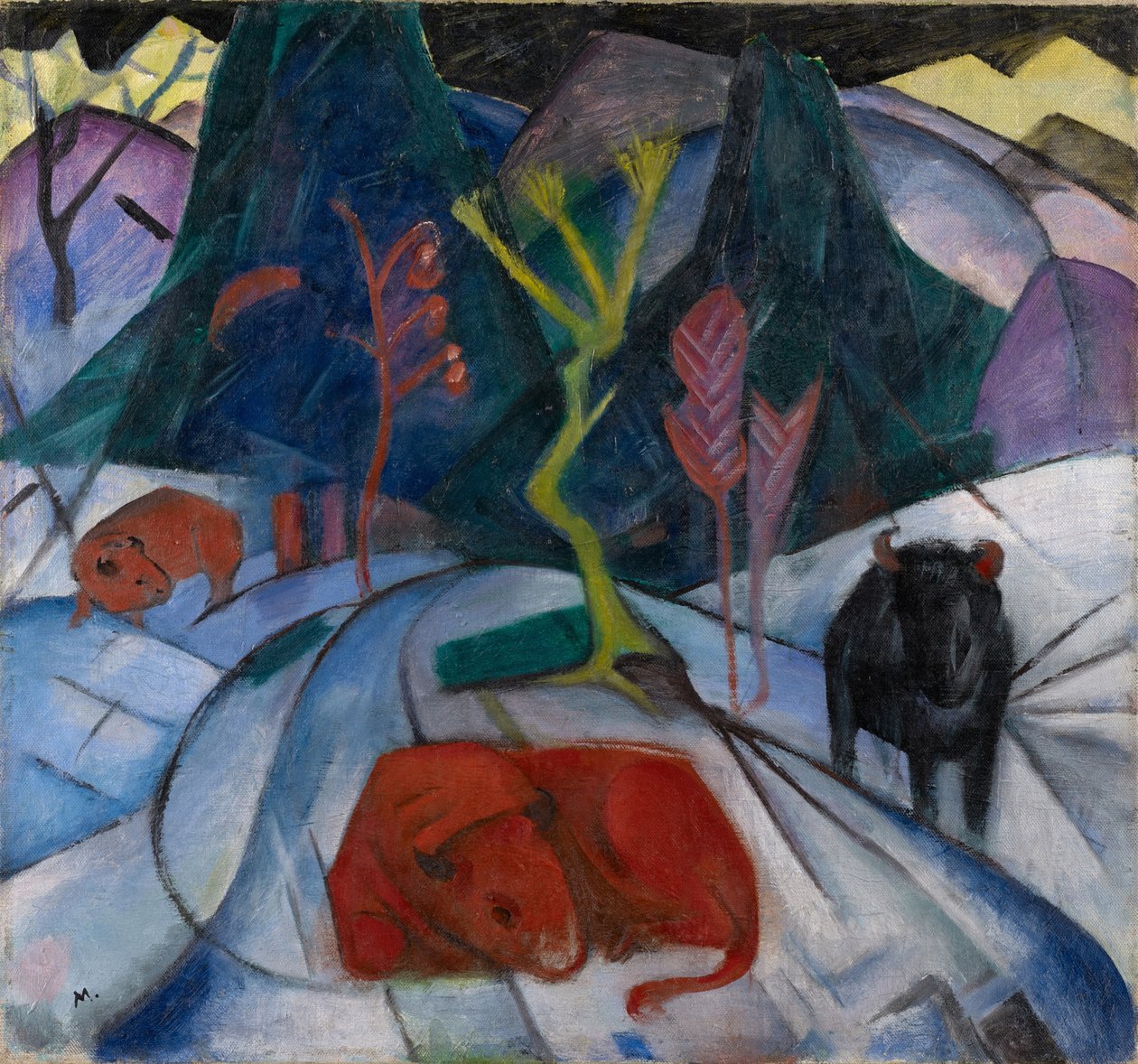 Egy bölény télen A vörös bölény, 1913. alkotó: Franz Marc