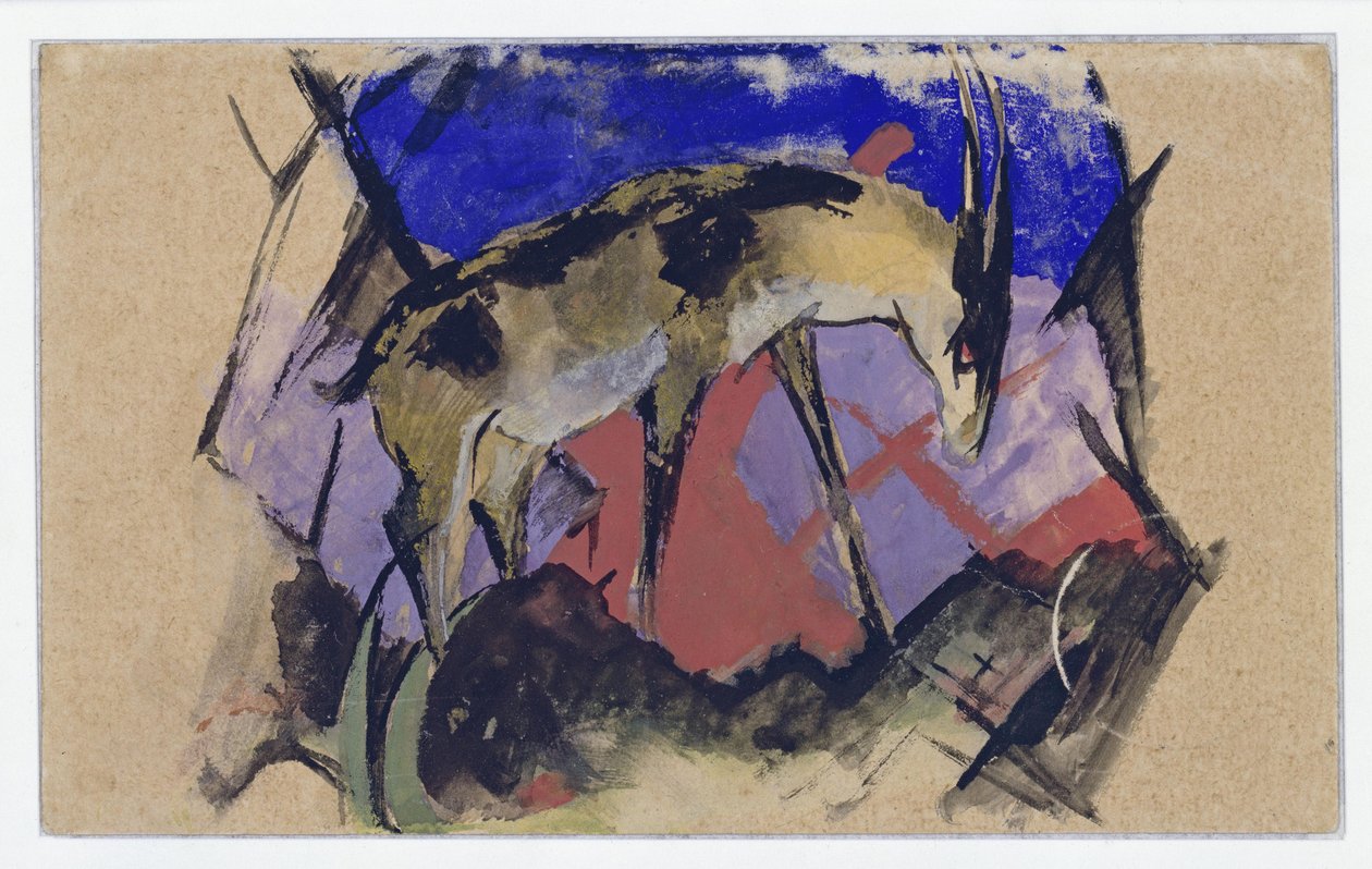 Antilope (auch: Steinbock) (Postkarte an Else Lasker-Schüler) alkotó: Franz Marc