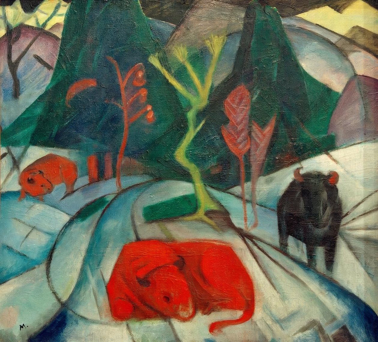 Bölény télen (vörös bölény) alkotó: Franz Marc