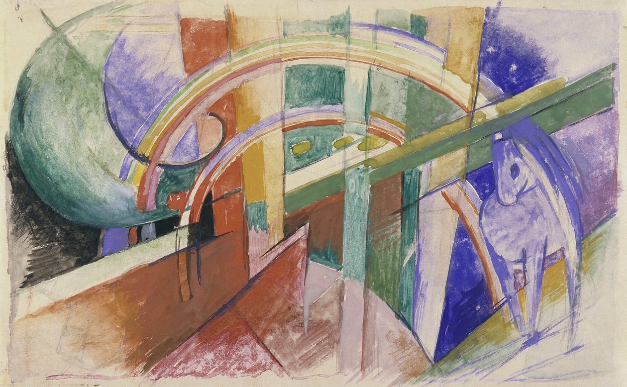 Kék ló szivárvánnyal alkotó: Franz Marc