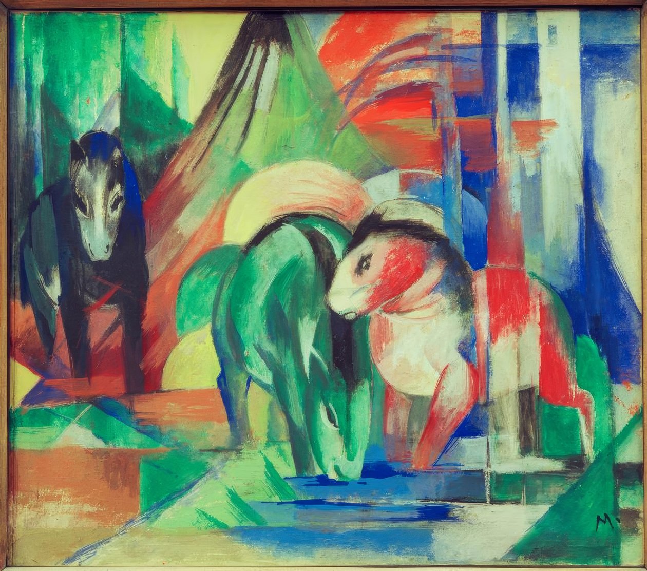 Három ló az itatónál alkotó: Franz Marc