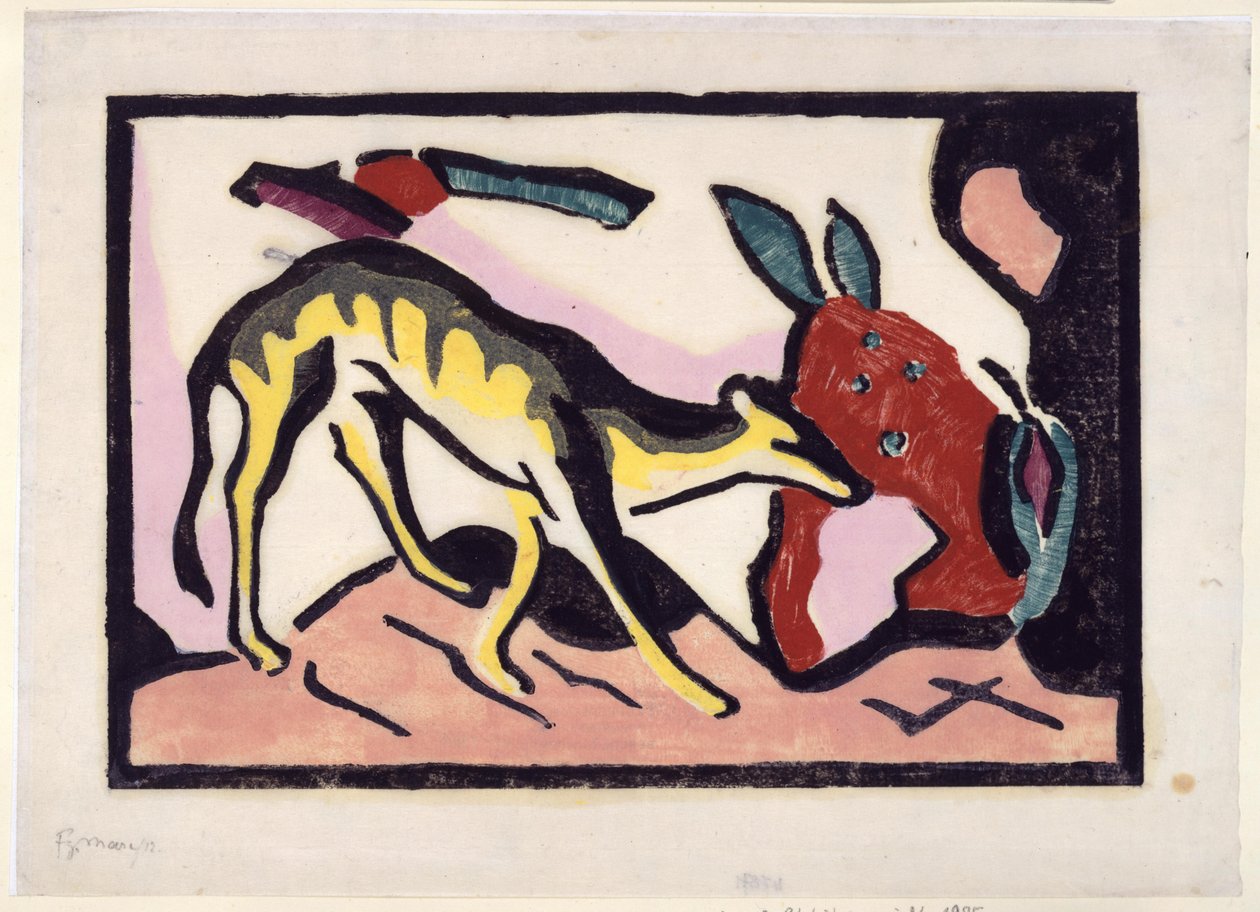 Fabeltier (Beilage zur Luxusausgabe des Almanachs Der Blaue Reiter) alkotó: Franz Marc
