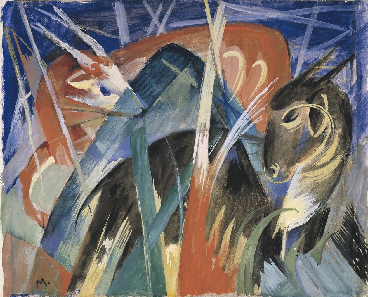Meseállatok I Kompozíció állatokkal I, 1913 alkotó: Franz Marc