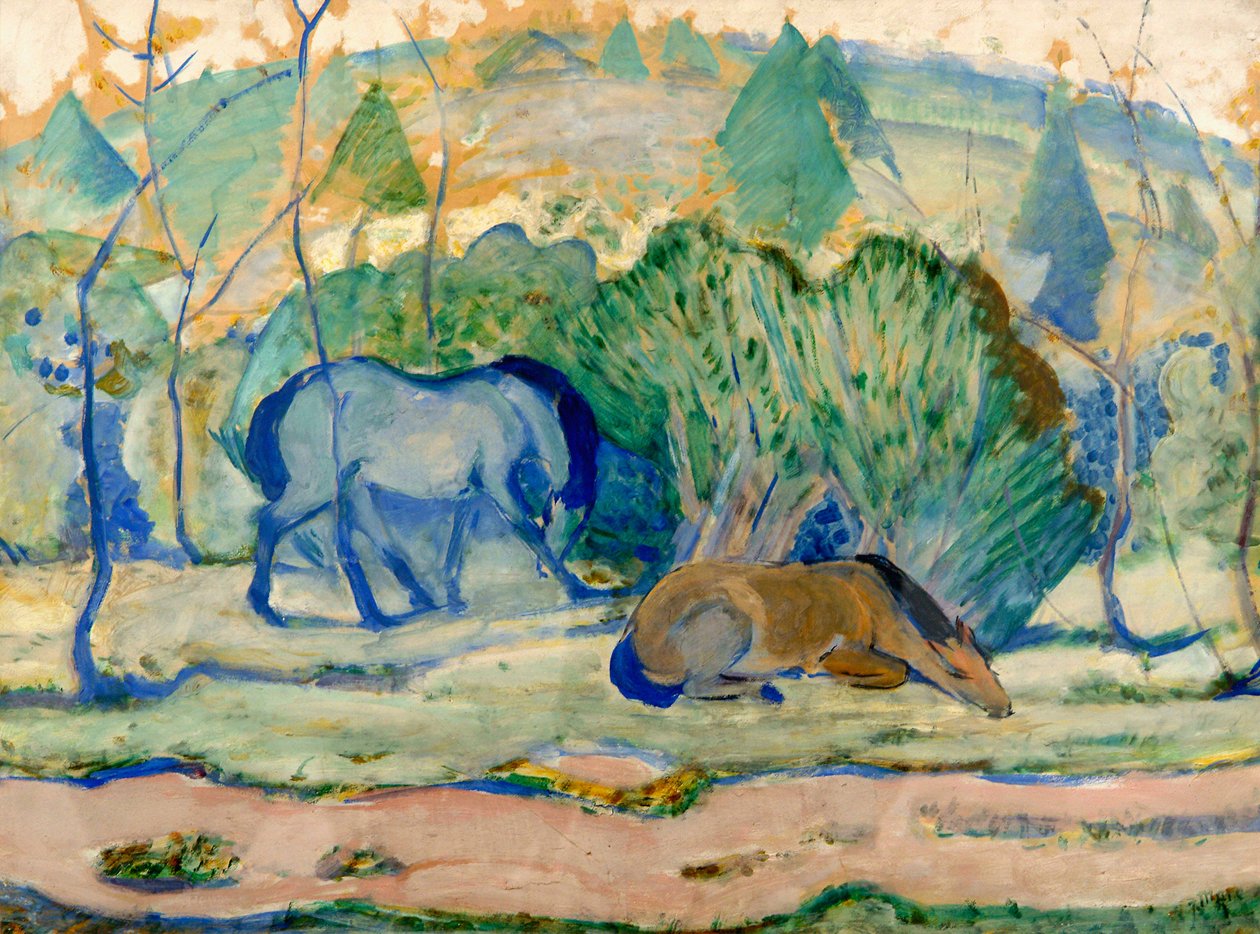Lovak a legelőn Lovak a tájon alkotó: Franz Marc