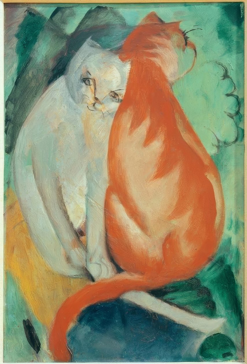 Macskák, piros és fehér alkotó: Franz Marc